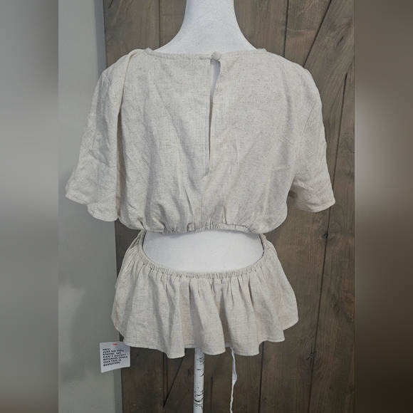 ASOS DESIGN linen look tee with open back in natural. Size US 6. NWT - Picture 15 of 15